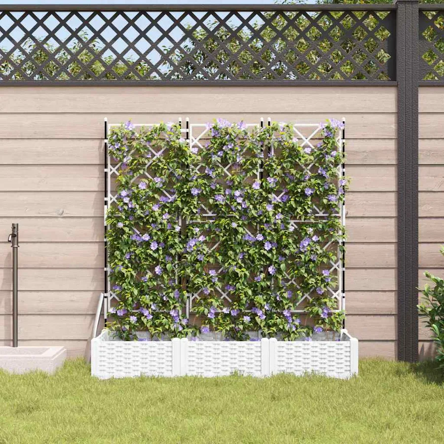 Cache-pot de jardin 3 pc Blanc 120 x 40 x 125,5 cm PP - 3