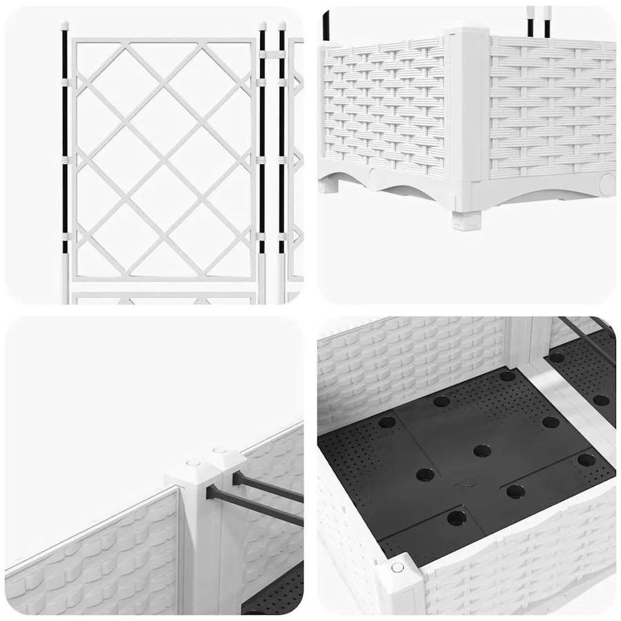 Cache-pot de jardin 3 pc Blanc 120 x 40 x 125,5 cm PP - 7