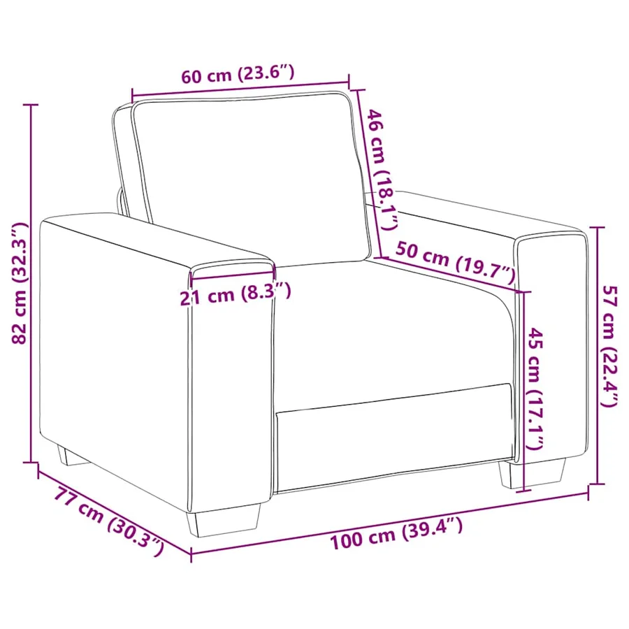 Canapé-fauteuil taupe 100x77x82 cm en tissu - 9