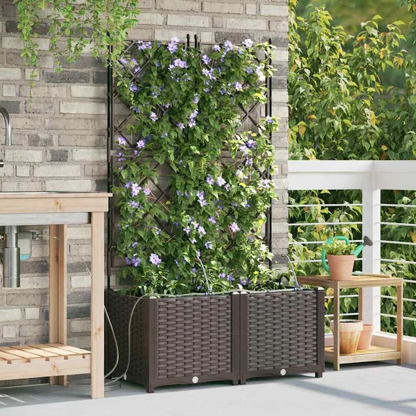 Cache-pot de jardin 2 pc Marron 80 x 40 x 142 cm PP