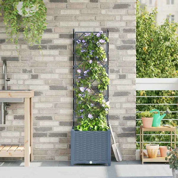 Cache-pot de jardin Gris clair 40 x 40 x 143 cm PP