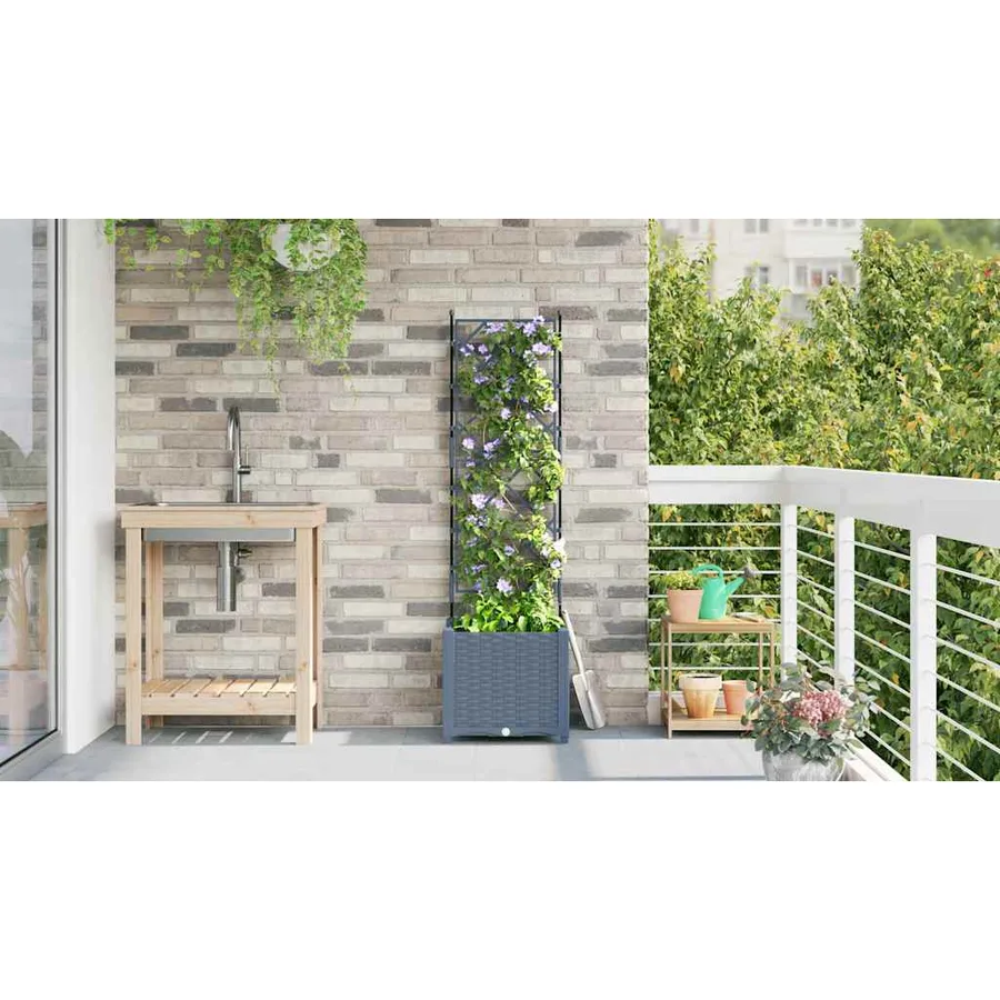 Cache-pot de jardin Gris clair 40 x 40 x 143 cm PP - 4