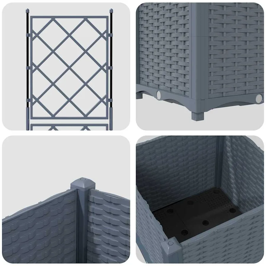 Cache-pot de jardin Gris clair 40 x 40 x 143 cm PP - 8
