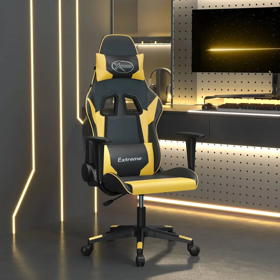 Chaise de jeu de massage Noir et doré Similicuir