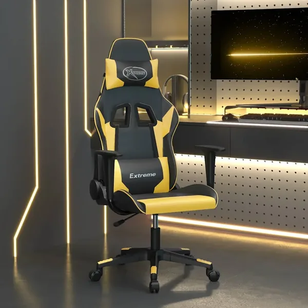 Chaise de jeu de massage Noir et doré Similicuir