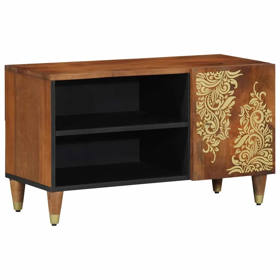 Meuble TV Marron miel 80 x 33 x 46 cm Bois de mangue massif