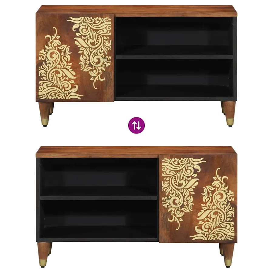 Meuble TV Marron miel 80 x 33 x 46 cm Bois de mangue massif - 10