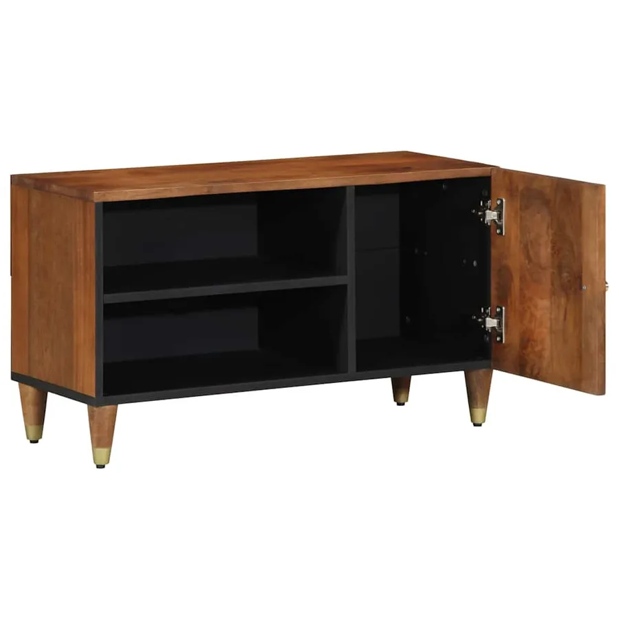 Meuble TV Marron miel 80 x 33 x 46 cm Bois de mangue massif - 2