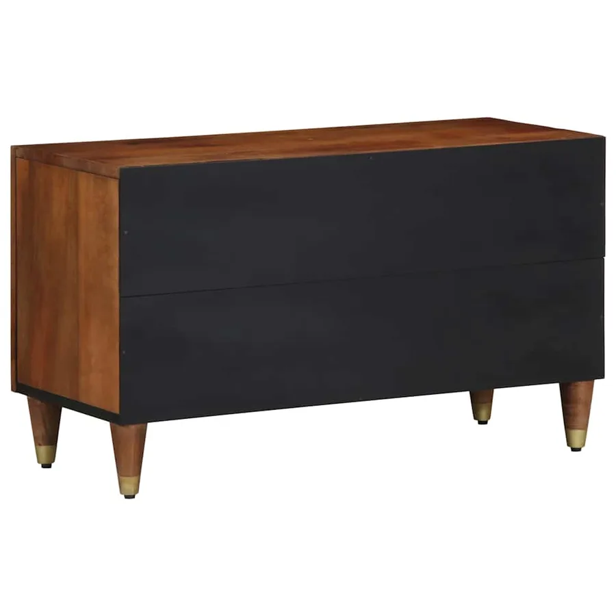 Meuble TV Marron miel 80 x 33 x 46 cm Bois de mangue massif - 5