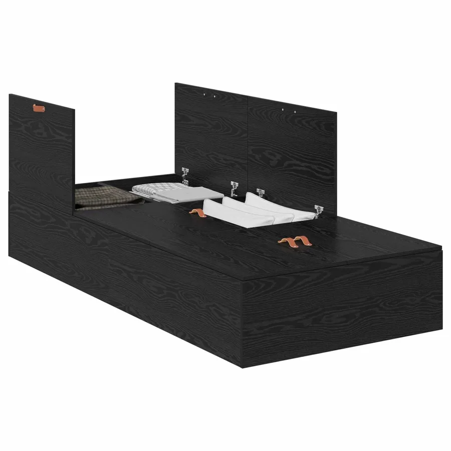 Cadre de lit avec rangement Chêne noir 80 x 200 cm - 2