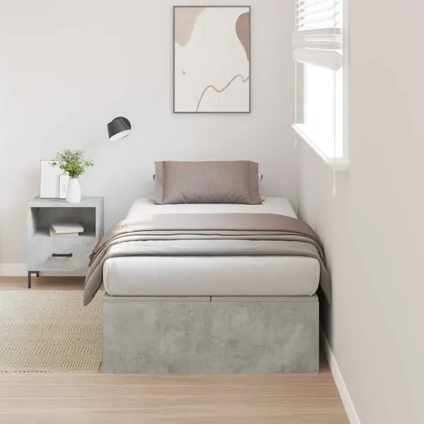 Cadre de lit avec rangement Gris béton 80 x 200 cm