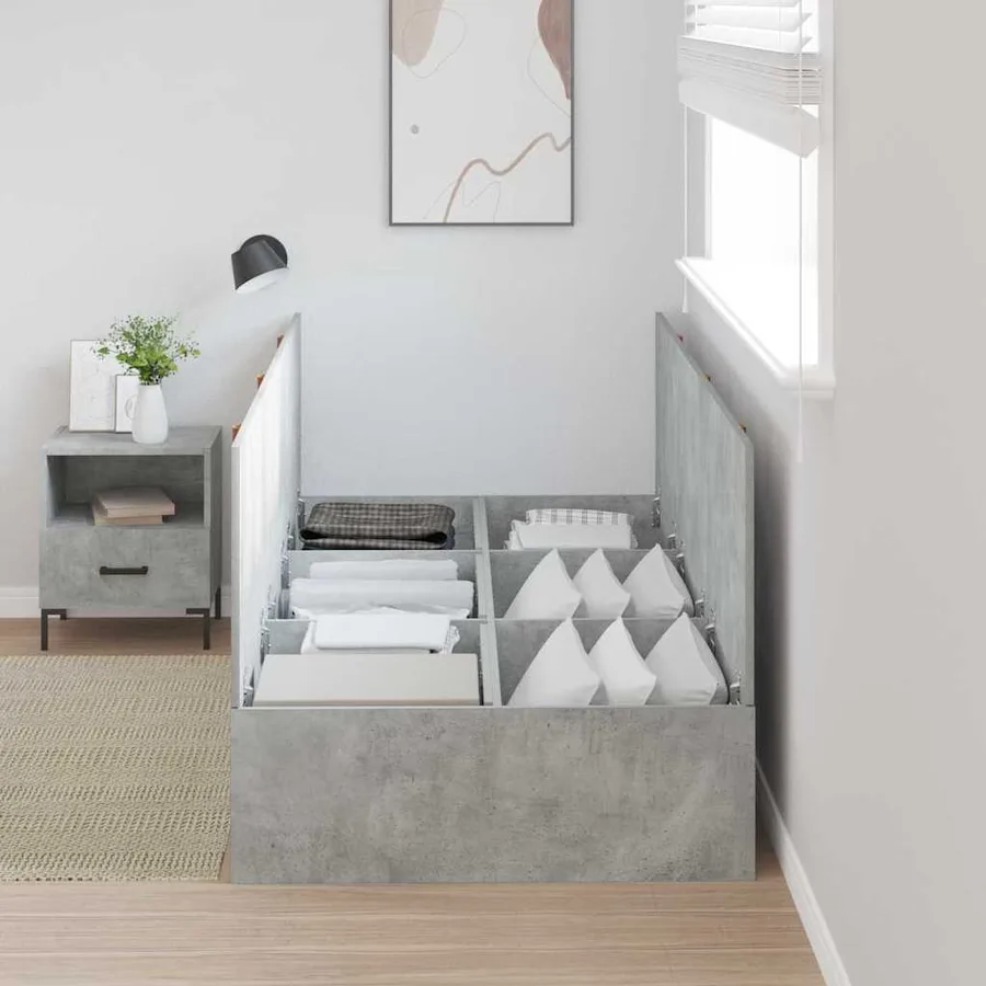 Cadre de lit avec rangement Gris béton 80 x 200 cm - 3