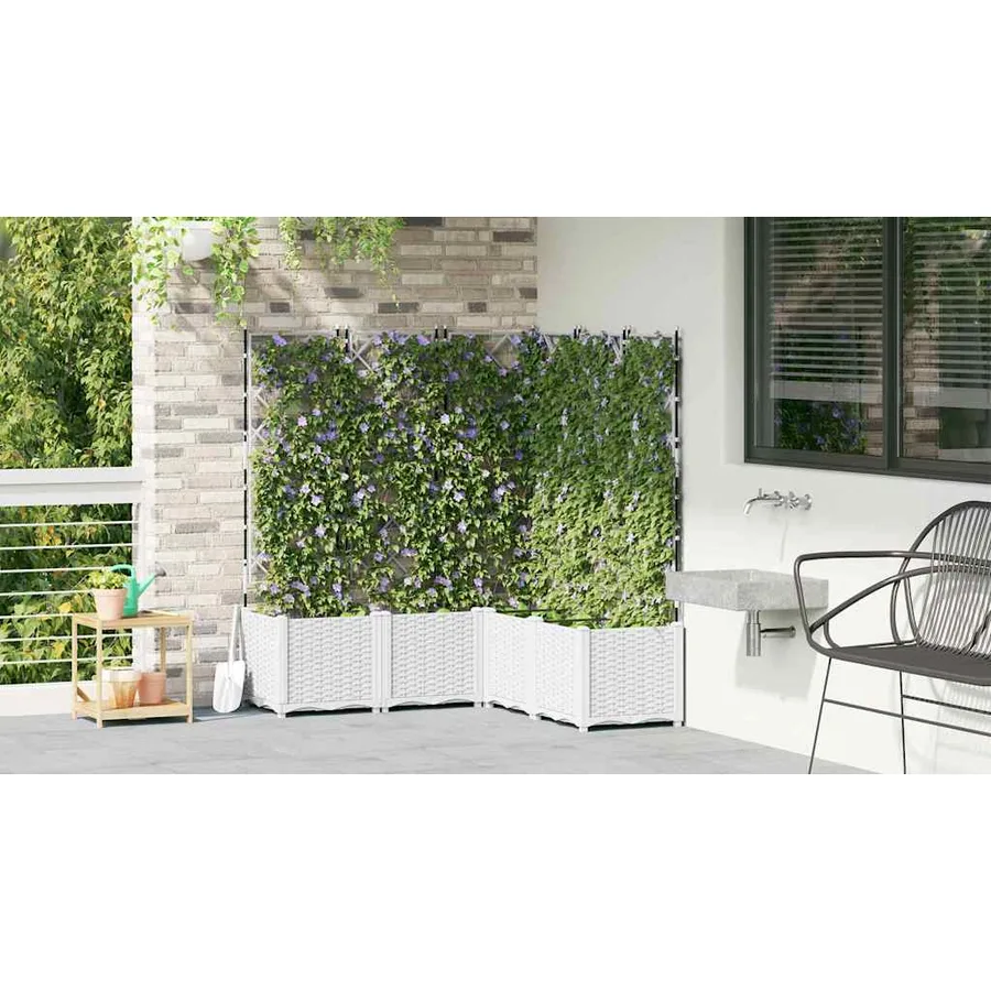 Cache-pot de jardin 5 pc Blanc 120 x 120 x 143 cm PP - 4