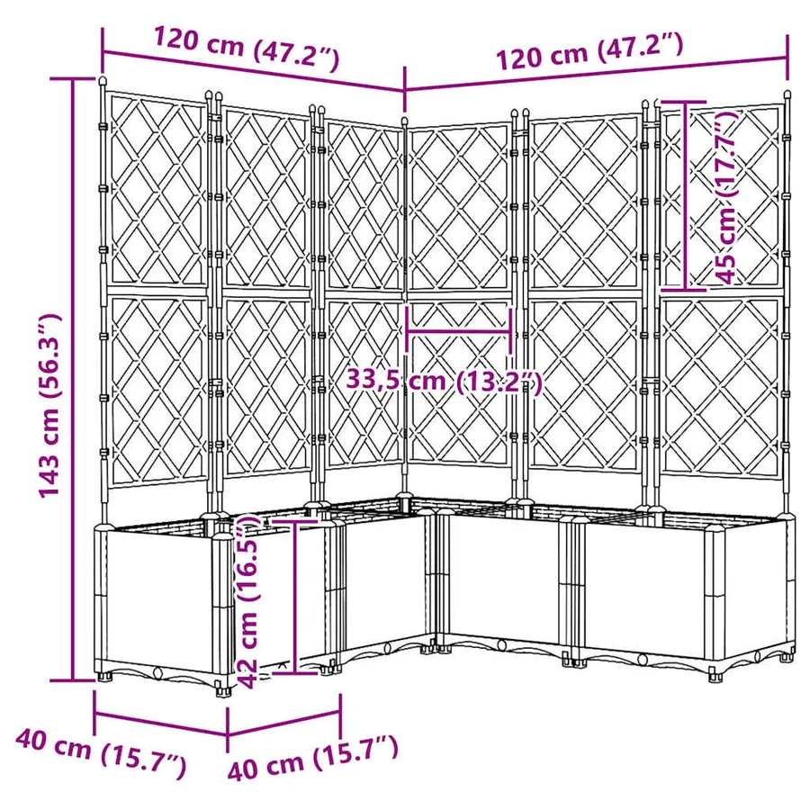 Cache-pot de jardin 5 pc Blanc 120 x 120 x 143 cm PP - 8