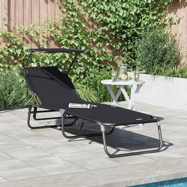 Chaise longue pliante Noir 190 x 57 x 81 cm oxford
