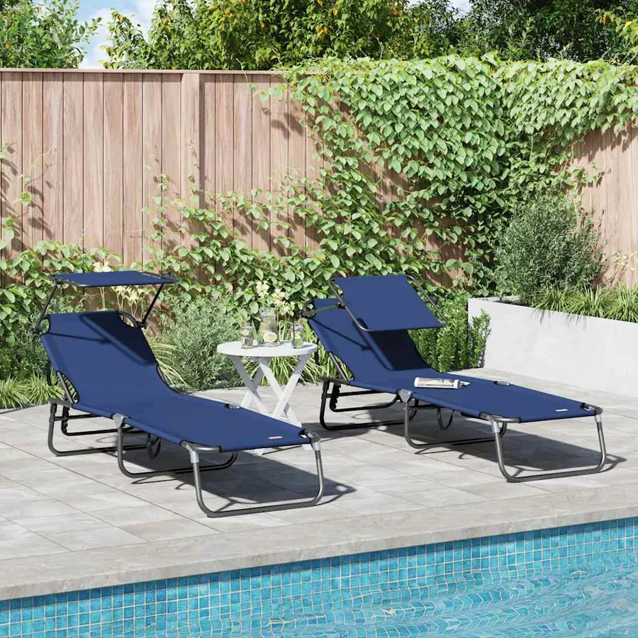 Chaise longue pliante Noir 190 x 57 x 81 cm oxford - 100