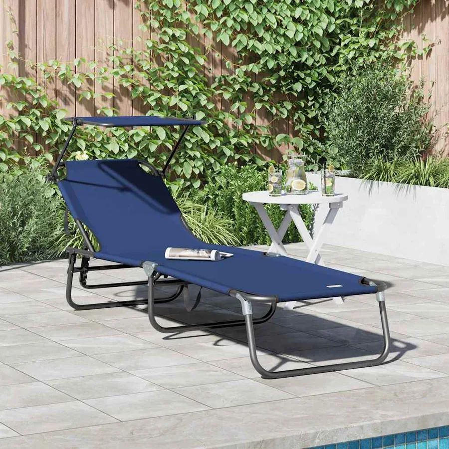Chaise longue pliante Noir 190 x 57 x 81 cm oxford - 13