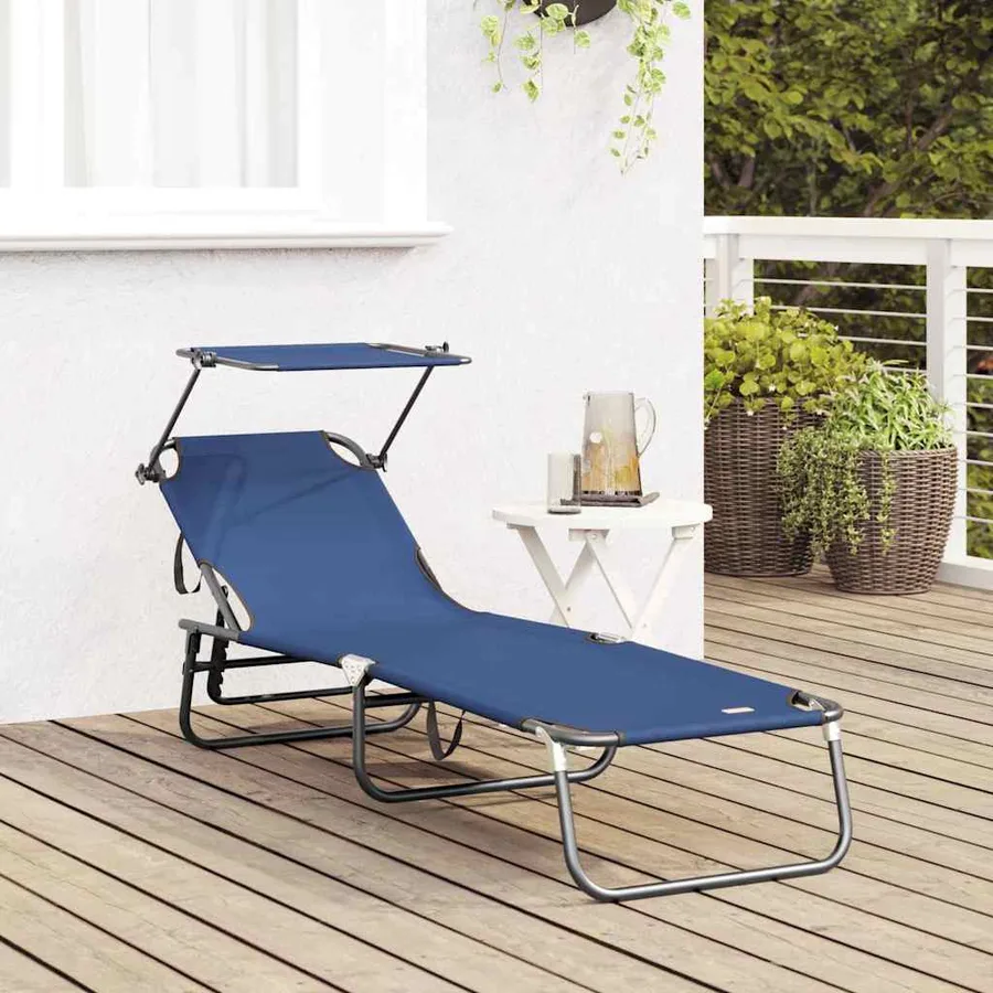 Chaise longue pliante Noir 190 x 57 x 81 cm oxford - 15