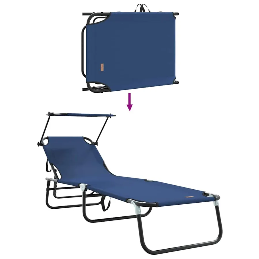 Chaise longue pliante Noir 190 x 57 x 81 cm oxford - 22