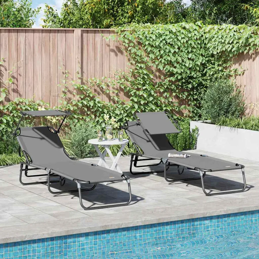 Chaise longue pliante Noir 190 x 57 x 81 cm oxford - 25