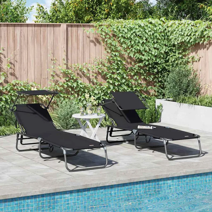 Chaise longue pliante Noir 190 x 57 x 81 cm oxford - 38