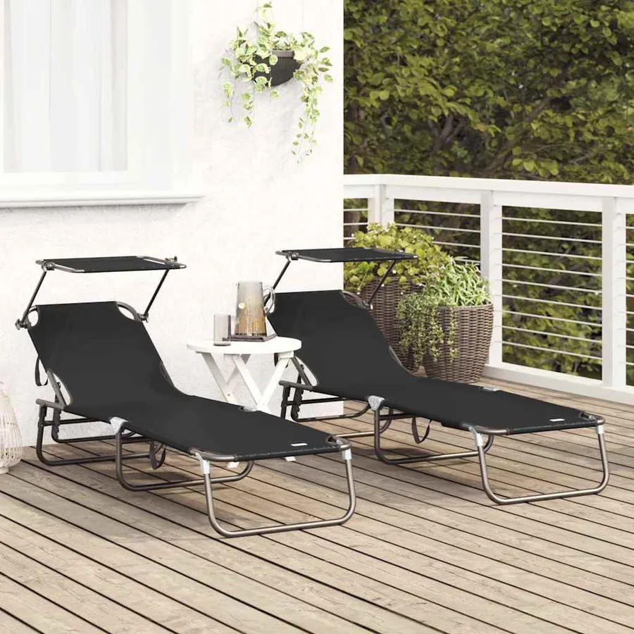 Chaise longue pliante Noir 190 x 57 x 81 cm oxford - 40
