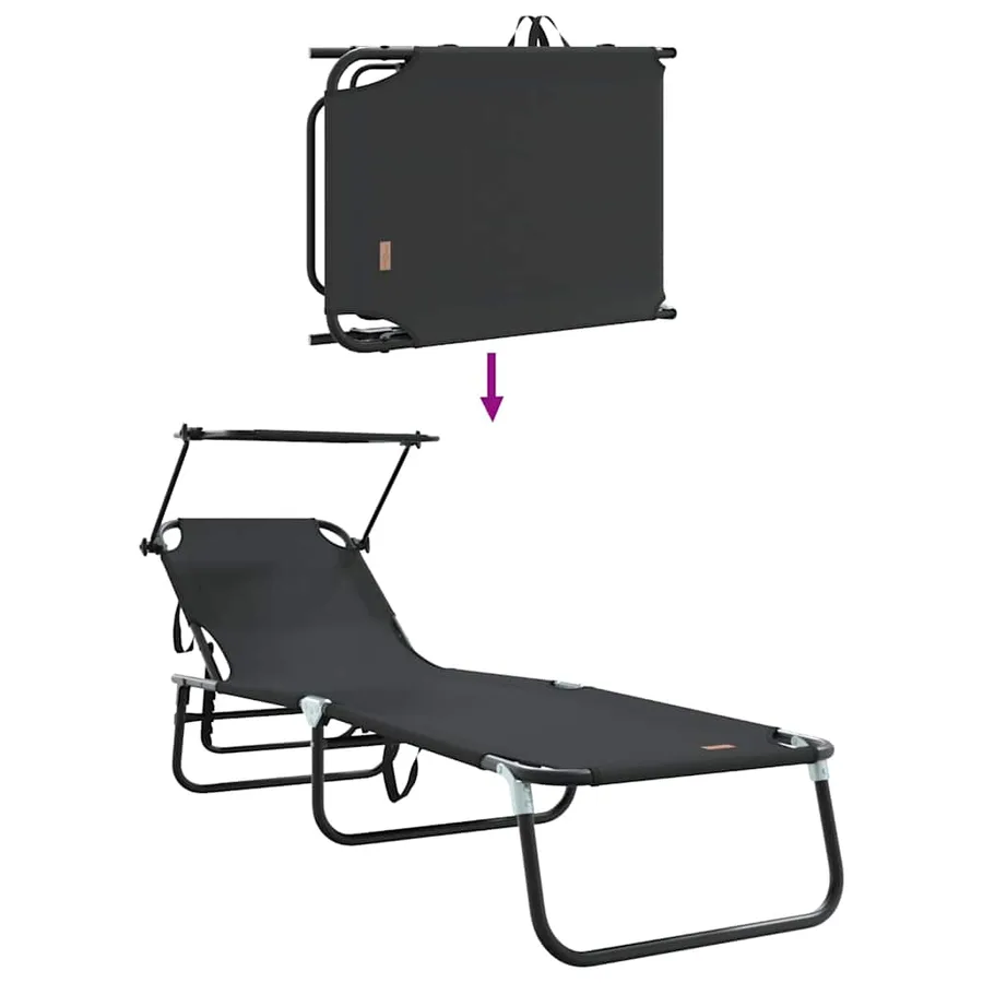 Chaise longue pliante Noir 190 x 57 x 81 cm oxford - 8