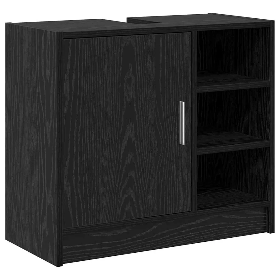 Cabinet de salle de bain avec porte Chêne noir 63 x 29 x 55 cm - 2