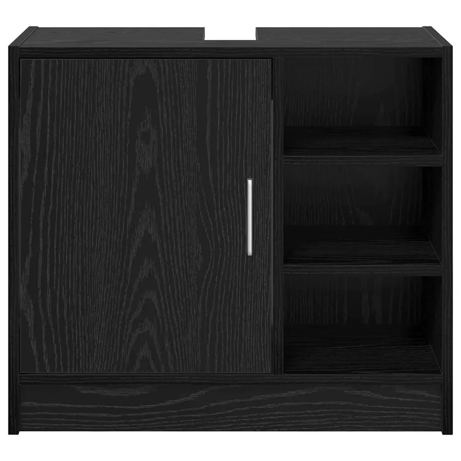 Cabinet de salle de bain avec porte Chêne noir 63 x 29 x 55 cm - 6