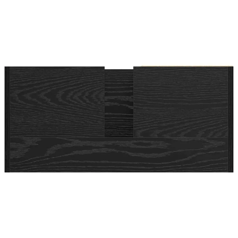 Cabinet de salle de bain avec porte Chêne noir 63 x 29 x 55 cm - 9