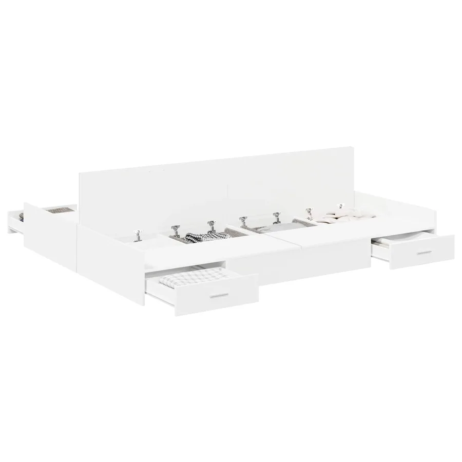 Cadre de lit avec rangement avec tête de lit Blanc 135 x 190 cm - 2