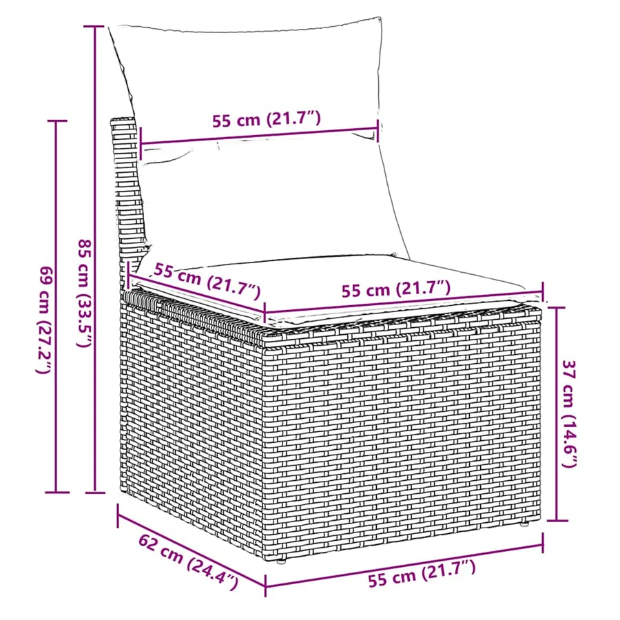 Salon de jardin avec coussins 7pcs marron résine tressée acacia - 16