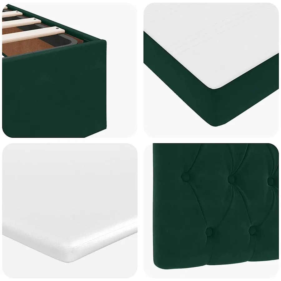 Cadre de lit ottoman avec matelas vert foncé 200x200 cm velours - 14