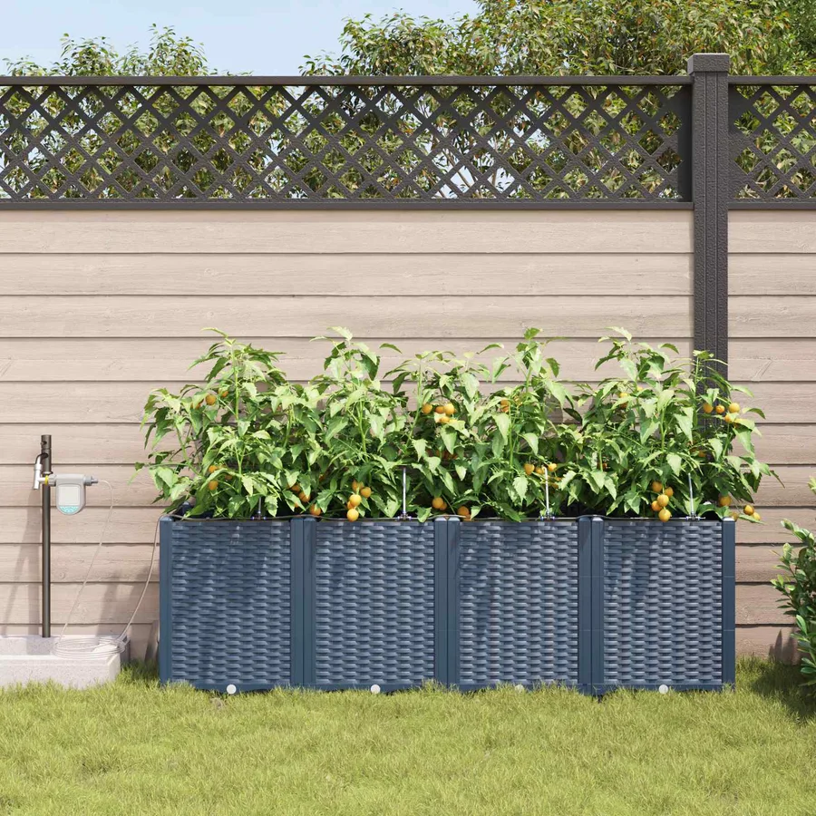 Cache-pot de jardin 4 pc Gris 160 x 40 x 52 cm PP - 3