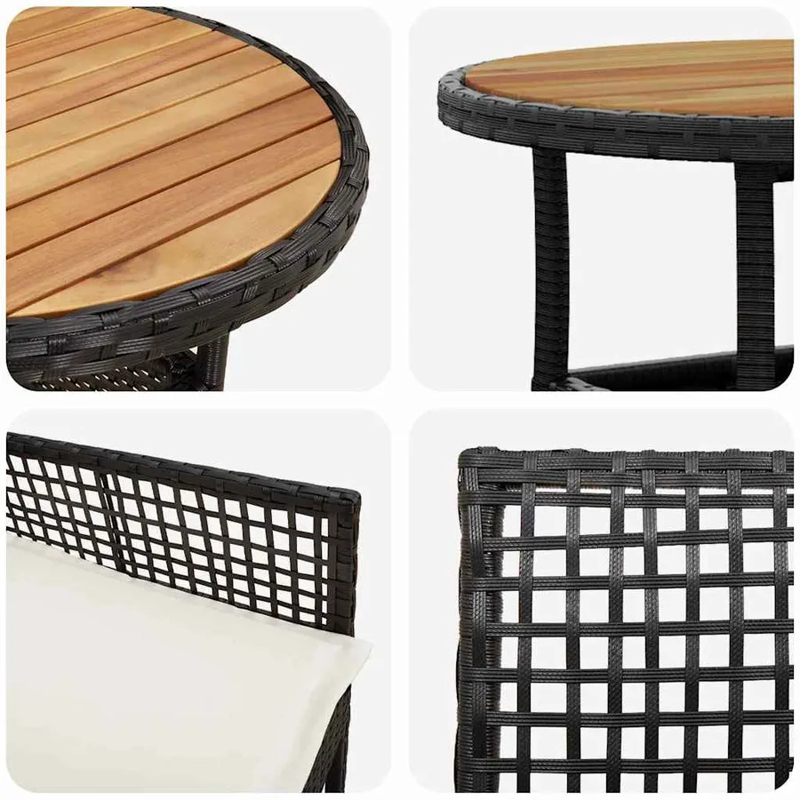 Ensemble de salle à manger pour jardin 5 pcs Noir polyrotin - 9