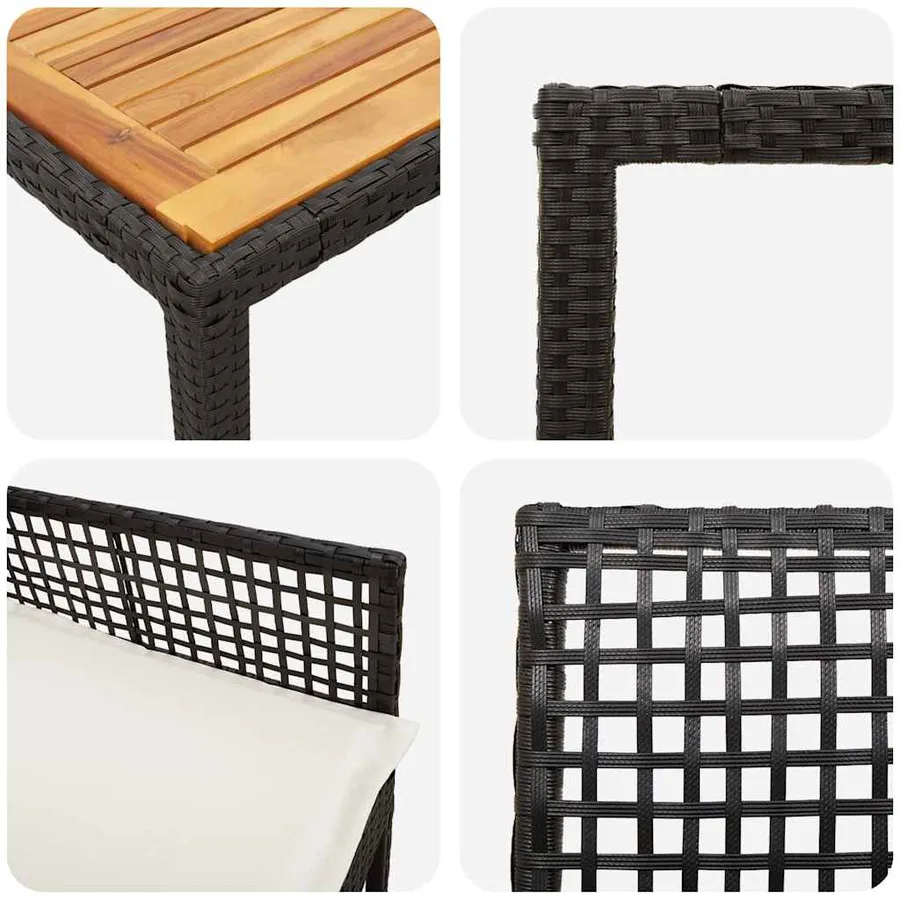 Ensemble de salle à manger pour jardin 9 pcs Noir polyrotin - 9