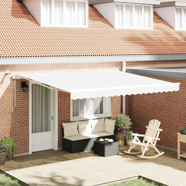 Auvent rétractable Blanc 400 × 300 cm Polyester