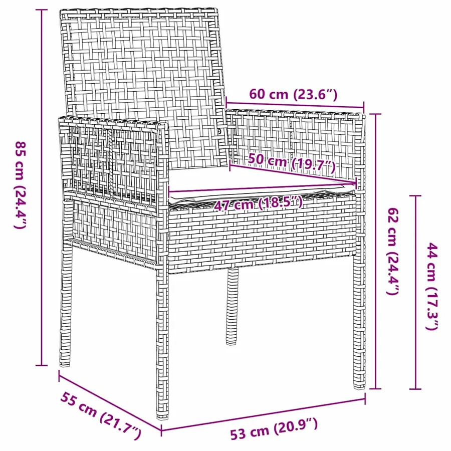 Chaise de jardin 2 pcs Marron 55 x 53 x 85 cm polyrotin - 8