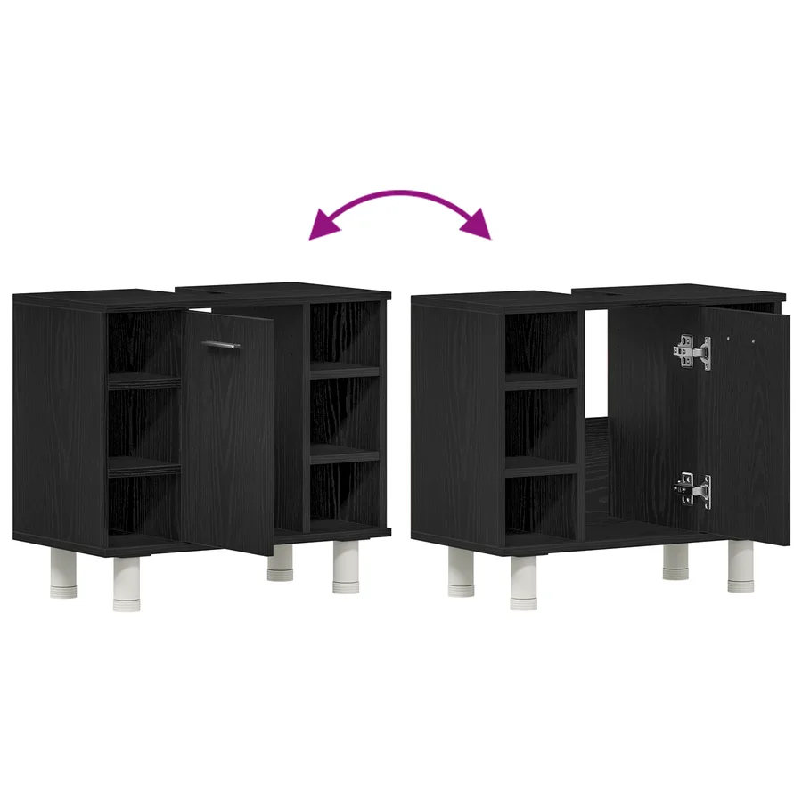 Cabinet de salle de bain avec porte Chêne noir 60 x 32 x 54 cm - 13