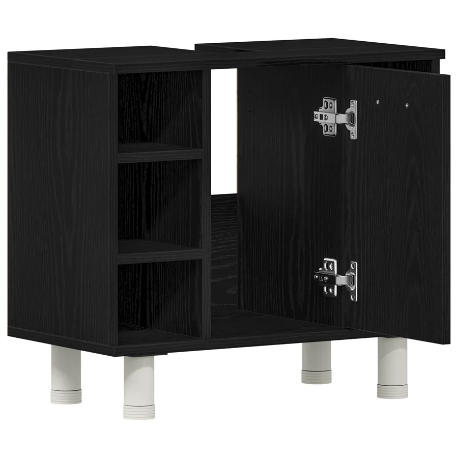 Cabinet de salle de bain avec porte Chêne noir 60 x 32 x 54 cm - 5