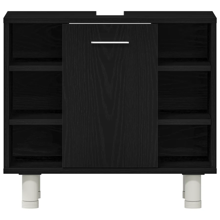 Cabinet de salle de bain avec porte Chêne noir 60 x 32 x 54 cm - 7