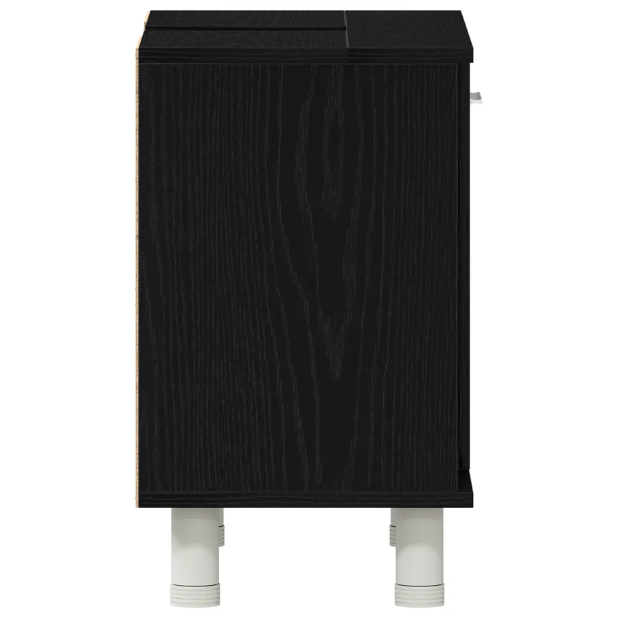 Cabinet de salle de bain avec porte Chêne noir 60 x 32 x 54 cm - 8