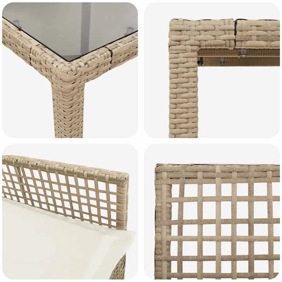Ensemble de salle à manger pour jardin 5 pcs Beige polyrotin - 9