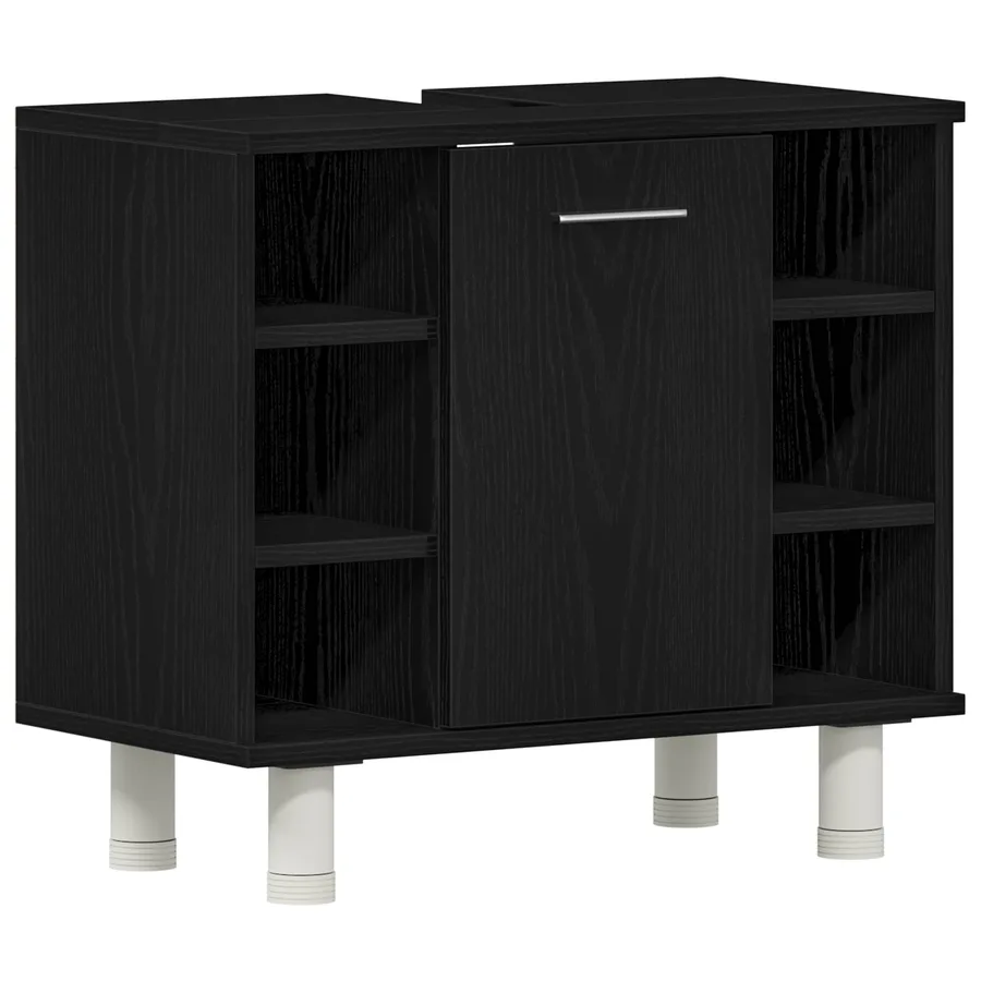 Ensemble de mobilier de salle de bain avec étagère 4 pcs Noir - 6