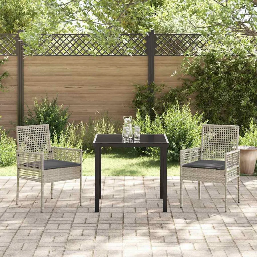 Chaise de jardin 2 pcs Gris clair 55 x 53 x 85 cm polyrotin - 3