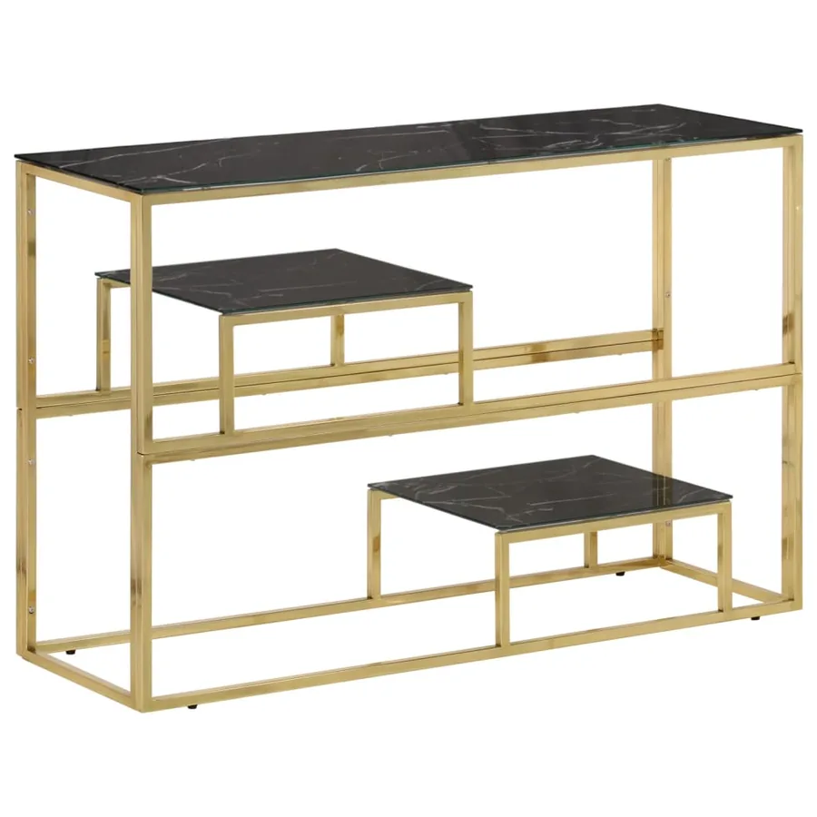 Table console doré acier inoxydable et verre trempé - 2
