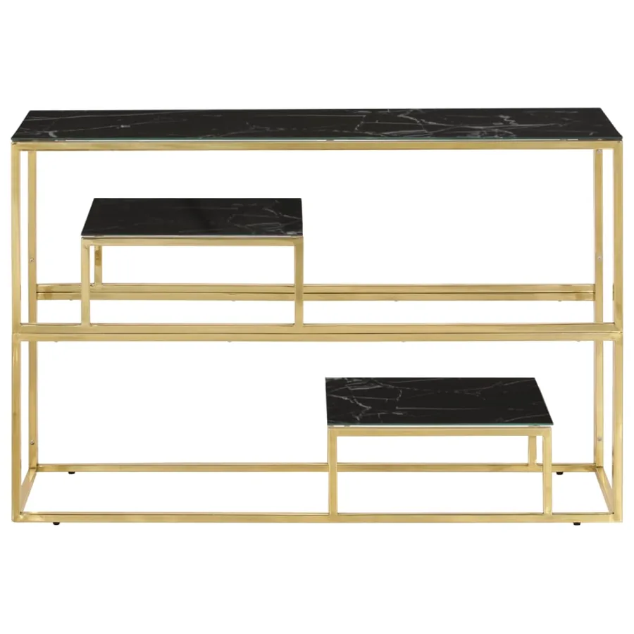 Table console doré acier inoxydable et verre trempé - 3