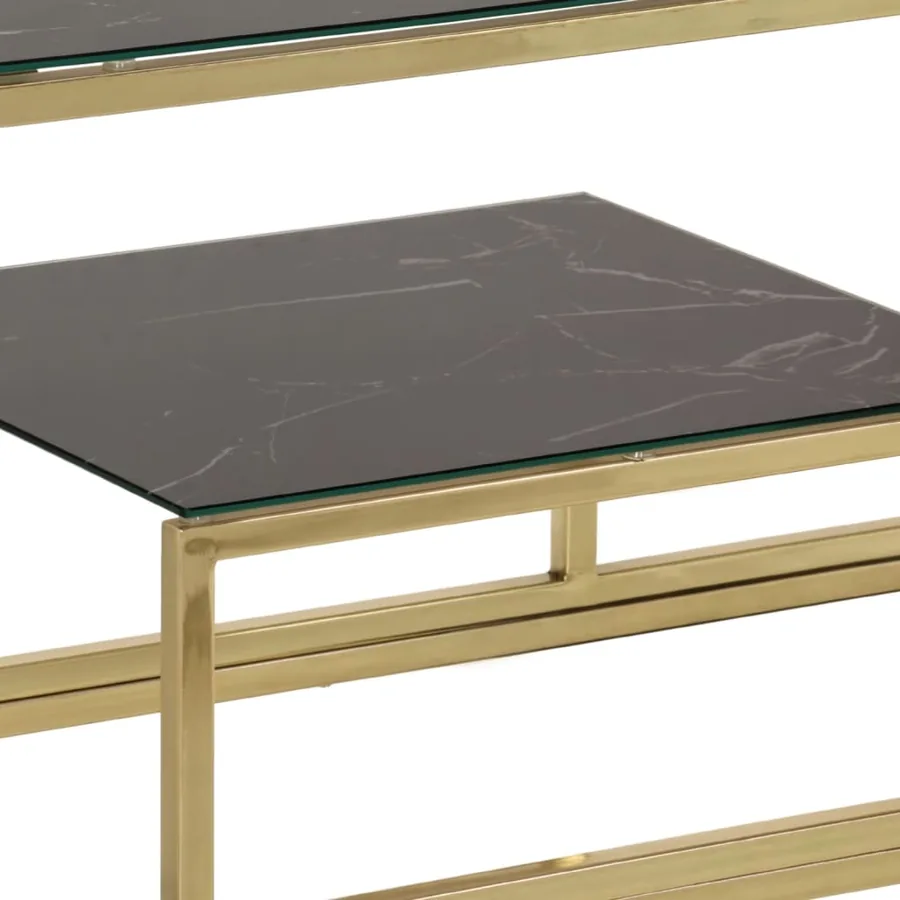 Table console doré acier inoxydable et verre trempé - 7