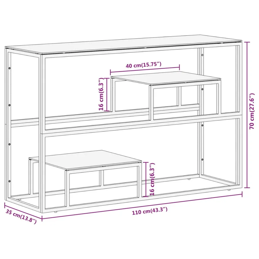 Table console doré acier inoxydable et verre trempé - 9