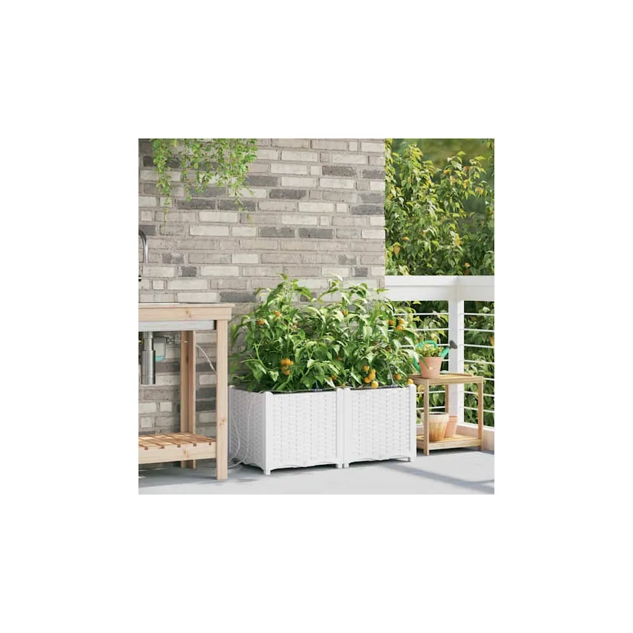 Cache-pot de jardin 2 pc Blanc 80 x 40 x 37,5 cm PP - 3